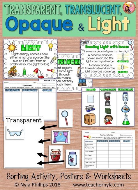 Light and Transparent Translucent Opaque Activities | Teaching printables, Sorting activities ...