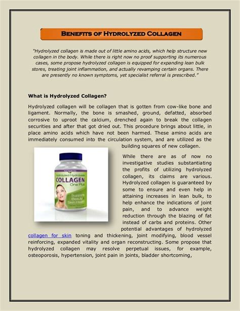 Benefits of hydrolyzed collagen