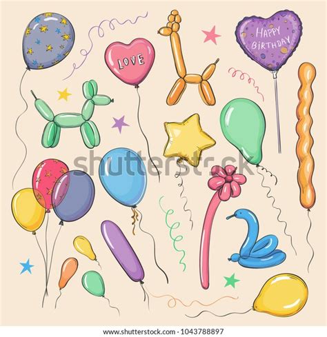 Colored Collection Balloons Different Shapes Stock Vector (Royalty Free) 1043788897 | Shutterstock