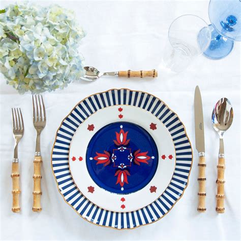 Modern Geometric Dinner Plate, Blue– Blue Print