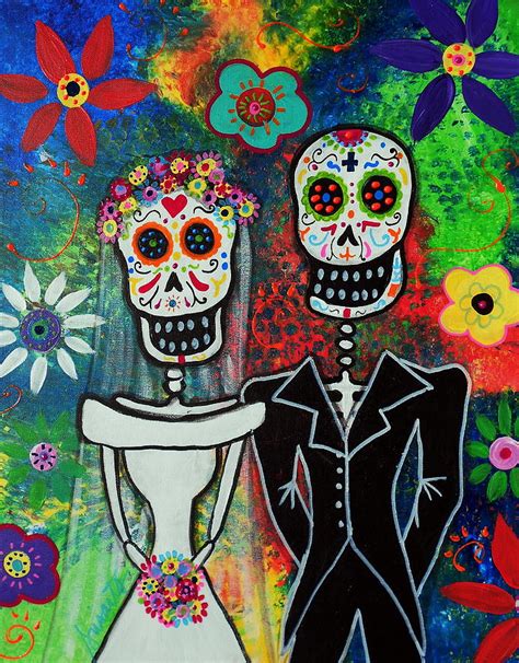 Wedding Couple Day Of The Dead Painting by Pristine Cartera Turkus