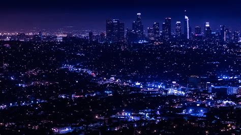 night city, city lights, aerial view, overview, chicago, 4k HD Wallpaper