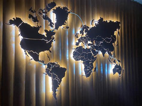 Wooden World map - LED World Map - Home decor – Factura