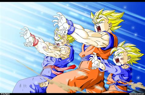 Goku Gohan Goten Kamehameha