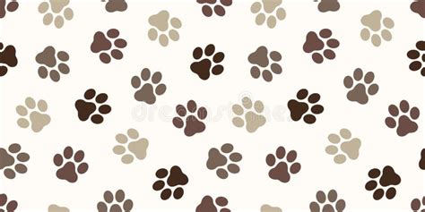 Dog Paw Seamless Pattern Vector Cat Paw Foot Print Isolated Wallpaper Background Backdrop Brown ...