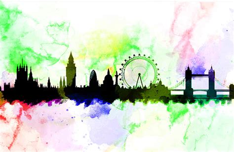 London England Skyline Watercolor Painting by Enki Art - Pixels