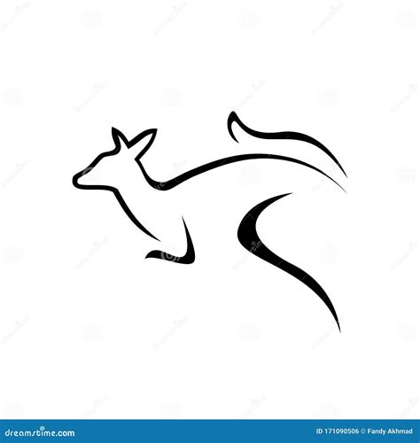 Wallaby Or Kangaroo Side View Retro Black And White Cartoon Vector ...