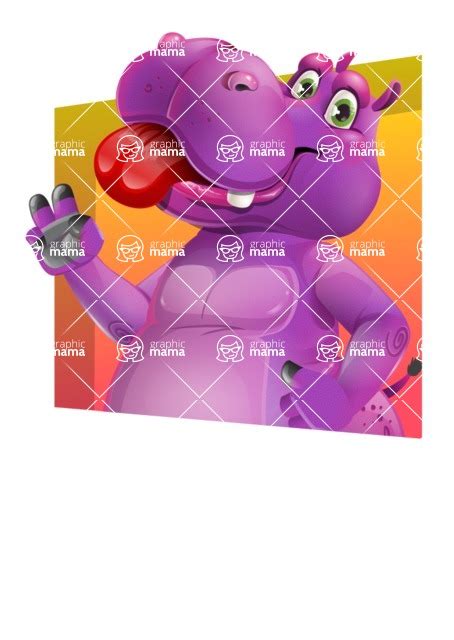 Purple Hippo Cartoon Character Set / Feeling Happy With Multicolor ...