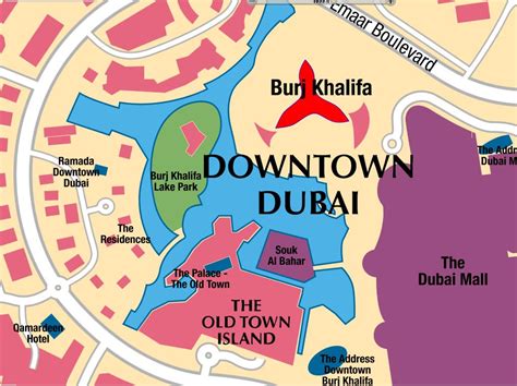 UAE Dubai Metro City Streets Hotels Airport Travel Map Info: Detail Burj Khalifa Dubai Location Map