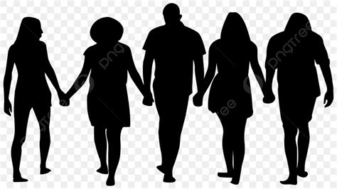 People Holding Hands Silhouette Vector PNG, Friendship Silhouette Five People Holding Hands ...