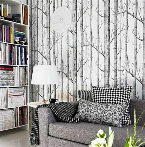 Black White Birch Tree Wallpaper