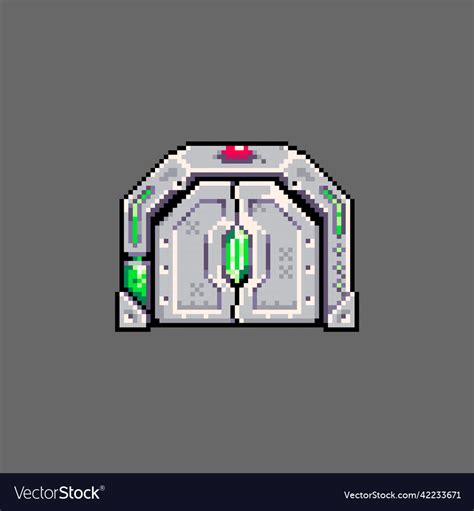 Pixel art futuristic door Royalty Free Vector Image