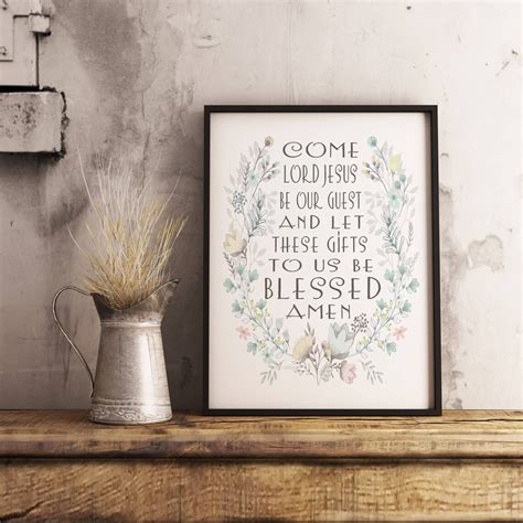 Christian Prayer Print Come Lord Jesus Be Our Guest Wall Art - Etsy