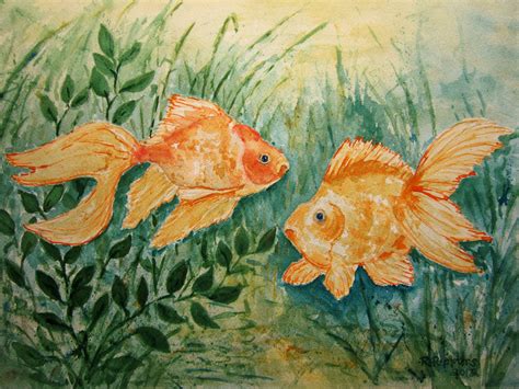 Goldfish Print Of Original Watercolor Painting fish art