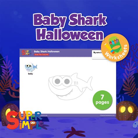 Help Baby Shark and friends get ready for trick-or-treating with this Draw The Costume worksheet ...