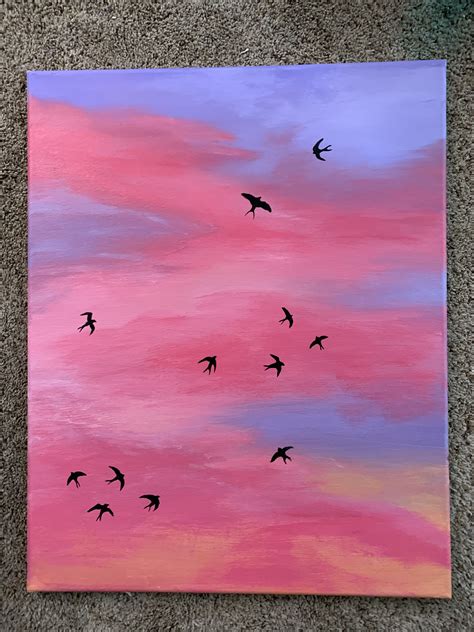 Pink sunset | Sky art painting, Sunset canvas painting, Painting