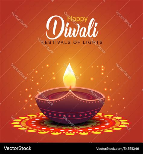 Happy diwali greetings rangoli decoration Vector Image