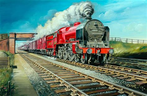 London, Midland and Scottish Railway 4–6–0 Locomotive No. 5517 Hauling ...