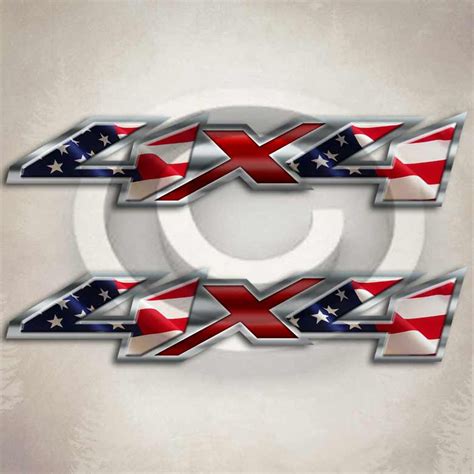 4x4 American Flag Chevy Truck Decals