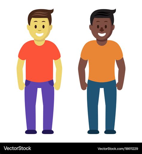 Meeting of two friends guys cartoon colorful flat Vector Image