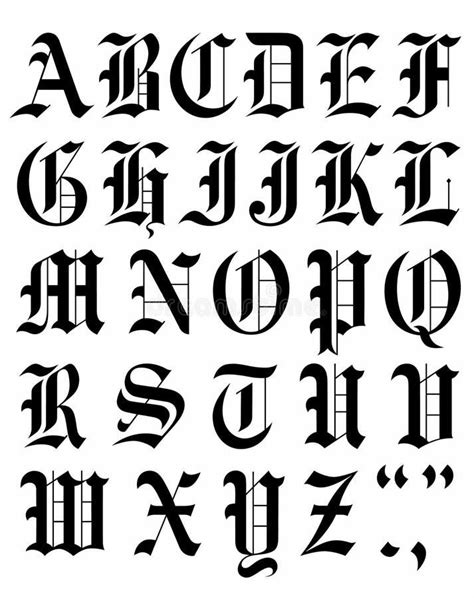 Old English Font Vector. Set Gothic Font Vector Alphabet Sketch. Stock Vector -… | Lettering ...