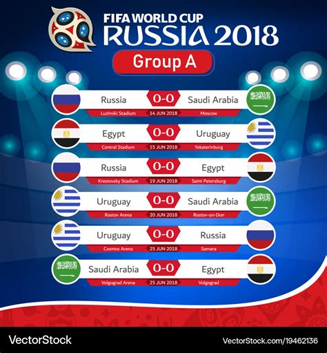 Fifa world cup russia 2018 group a fixture Vector Image