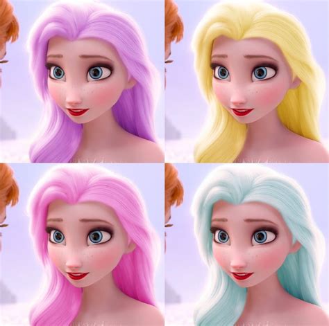 I tried different hair colors on elsa, which one is your favourite? : r/Frozen