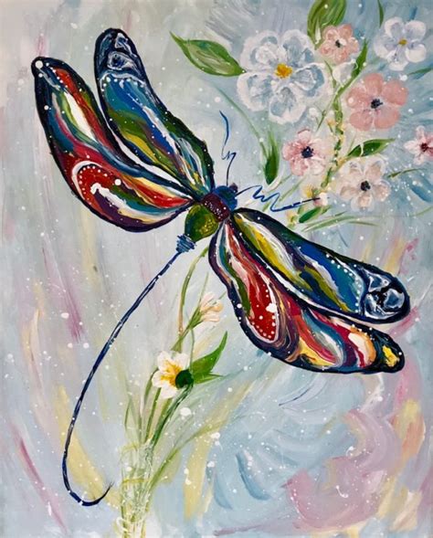 "Whimsical Dragonfly" Painting on 16" x 20" Canvas, $30/person - Uncorked Creations | Binghamton