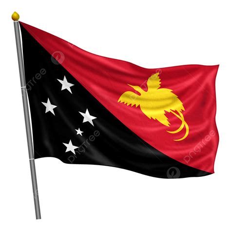 Papua New Guinea Flag Fluttering With Cloth Texture, Papua New Guinea, Flag, Papua PNG ...