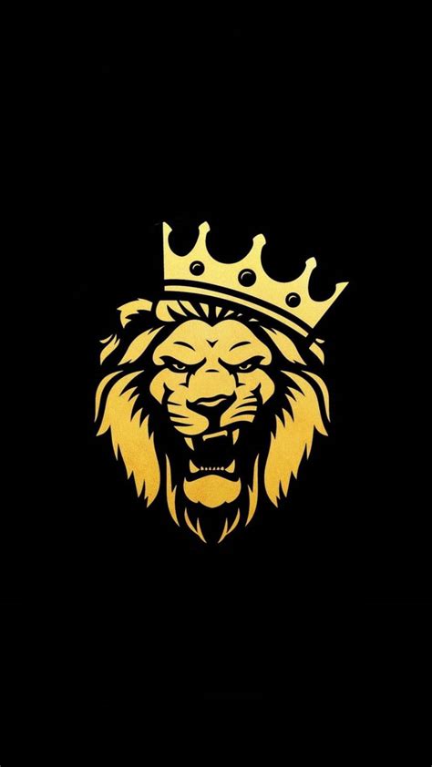 Download Majestic Gold Crowned Lion on a Phone Wallpaper | Wallpapers.com