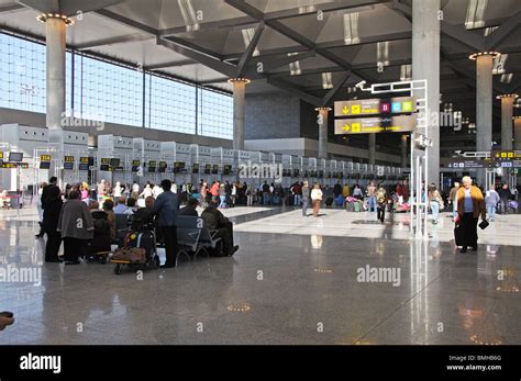 Terminal 3 check-in hall, Malaga Airport, Malaga, Costa del Sol, Malaga ...