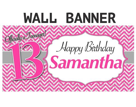 Happy 13th Birthday Banner Teenager Birthday Personalized - Etsy