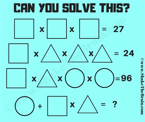 Math Brain Teasers For Adults