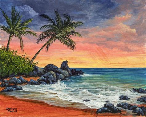 Makena Beach Sunset by Darice Machel McGuire | Beach sunset painting ...