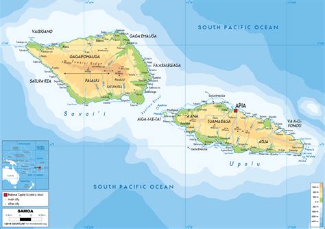 Large size Physical Map of Samoa - Worldometer