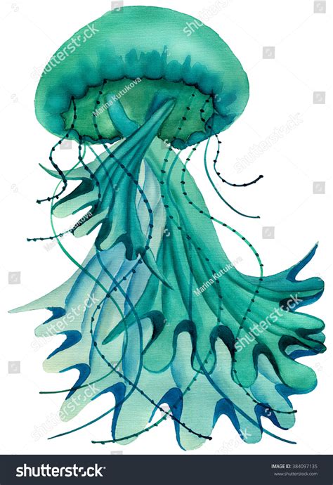 Abstract Watercolor Painting Jellyfish Colored Medusa Stock ...