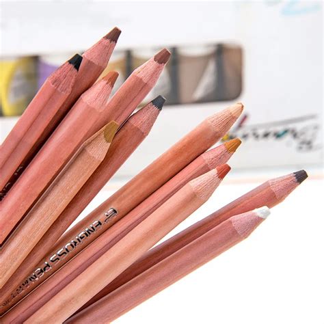 Bianyo 12Color Professional Soft Pastel Pencils Set Wood Skin Tints ...