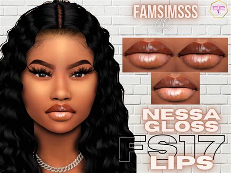 Nessa Gloss - Lips FS17 | Sims hair, Sims 4 black hair, Sims 4 cc makeup