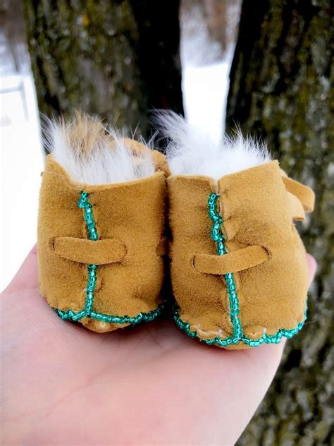 Baby Moccasins - Beaded Moccasins - Buckskin - Beadwork - Rabbit Fur - Beaded Baby Moccasins ...