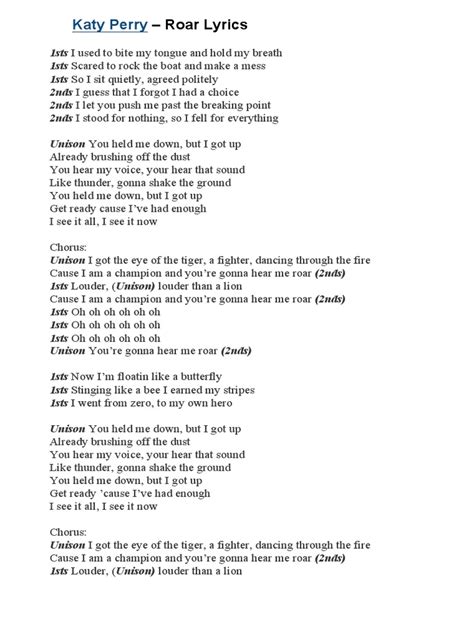 Katy Perry – Roar Lyrics