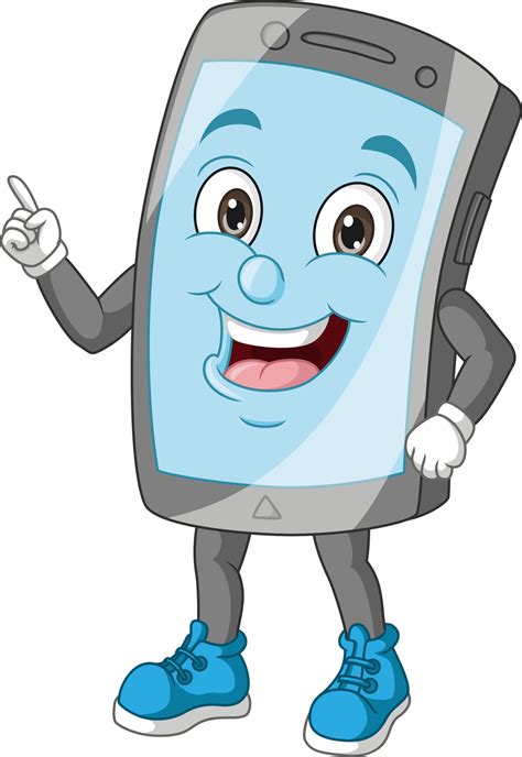 Cartoon mobile phone mascot pointing up 5112696 Vector Art at Vecteezy