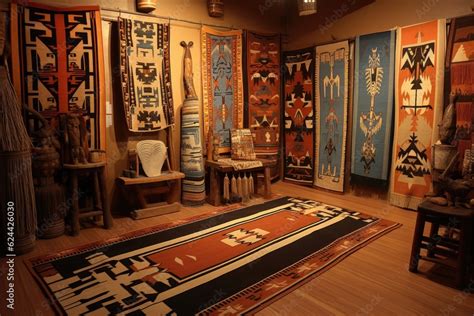 traditional navajo rug designs and symbols displayed, created with generative ai Stock ...