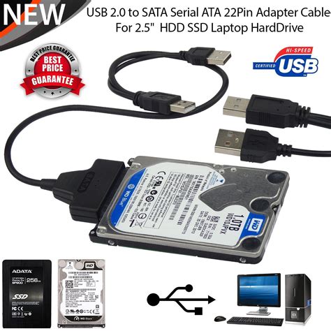 USB TO SATA EXTERNAL HDD SSD HARD DISK DRIVE ADAPTER 2.5" CONVERTER ...