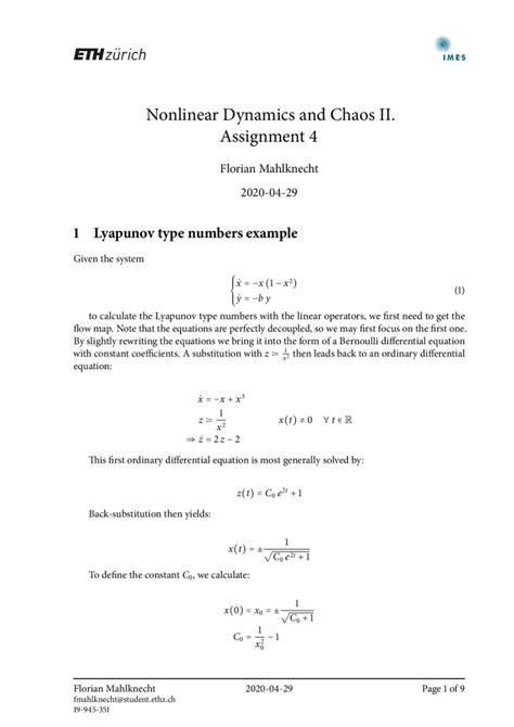 Nonlinear Dynamics and Chaos | Florian Mahlknecht