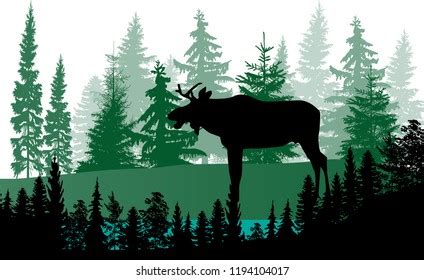 Illustration Moose Silhouettes Forest Stock Vector (Royalty Free) 1194104017 | Shutterstock