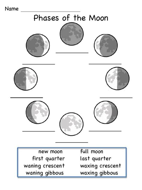 Phases Of The Moon Printable Worksheets - Lexia's Blog