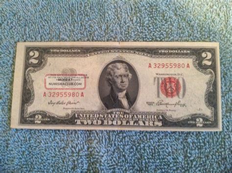 1953 Red Seal Two $2 Dollar Bill Note A32955980a Rare Old U. S. Currency