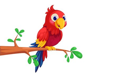 Free Vector | Cute macaw cartoon sitting on branch