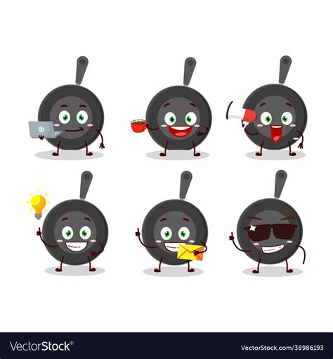 Frying pan cartoon character with various types Vector Image