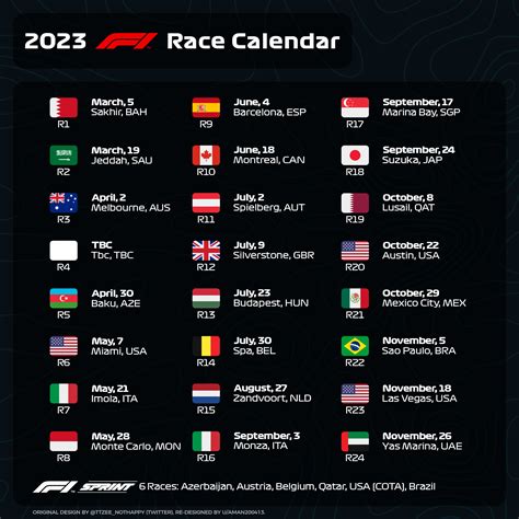 [UPDATED] Formula 1 2023 Race Calendar : r/formula1